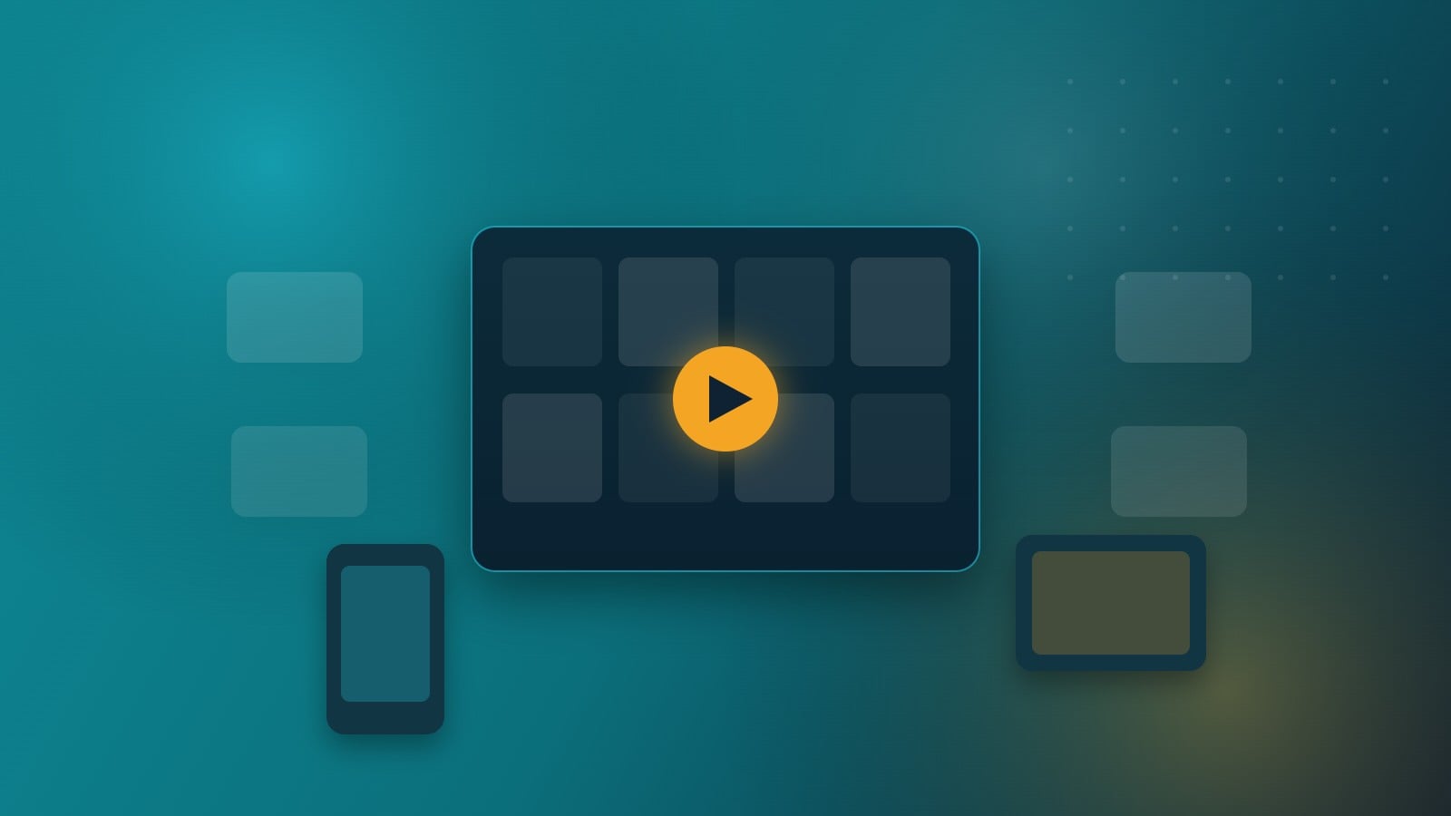 Illustration of IPTV streaming across a smart TV, phone and tablet