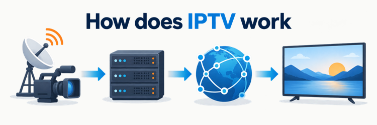 How does IPTV work source-to-screen delivery diagram