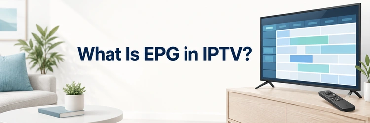 What Is EPG in IPTV? Television showing a blank programme guide grid