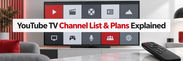 YouTube TV channel list and plans explained on a modern television
